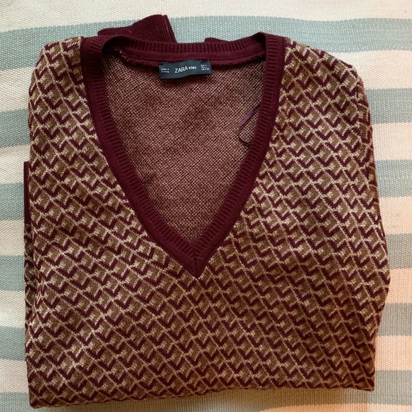 Zara Sweaters Zara Patterned Vneck Sweater Poshmark